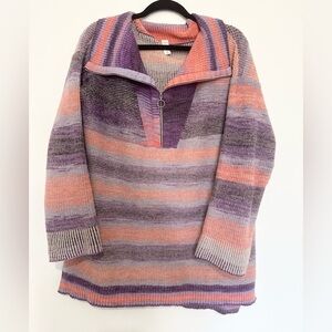 Daily Practice by Anthropologie Half-Zip Tunic Sweater SP Purple Pink
